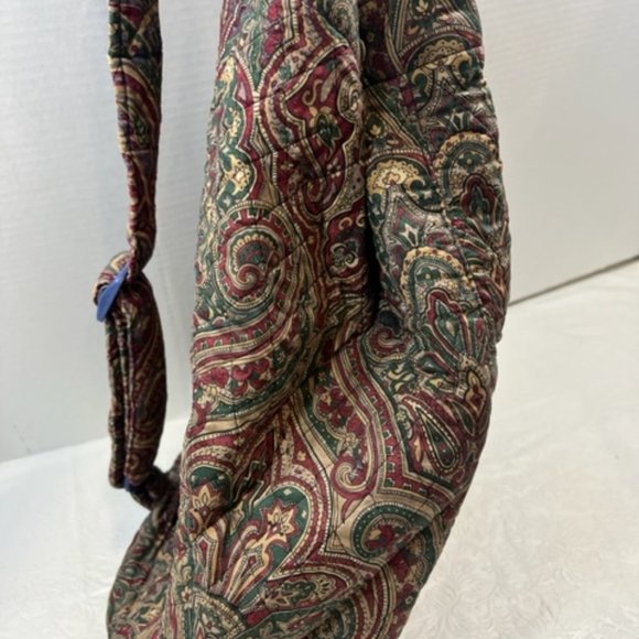 Vera Bradley Cotton Paisley Drawstring Sling Overnight Backpack Bag 9.75"x17" - Picture 9 of 16